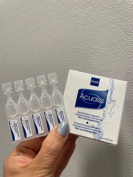 Краплі для очей Disop Acuaiss - монодози 20шт по 0.35 мл | Зволожуючі краплі для очей з гіалуроновою кислотою 1357 фото