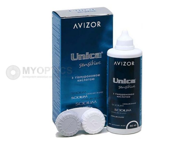 Раствор Avizor Unica Sensitive 60 мл| Раствор для контактных линз с гиалуроновой кислотой| Жидкость для линз Уника Авизор 1222 фото