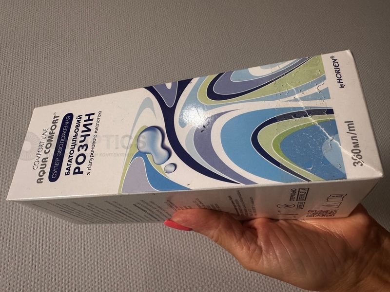 Немного поврежд карт упаковка | Раствор Aqua Comfort 360 мл, Раствор для ля контактных линз с гиалуроновой кислотой 1136 фото